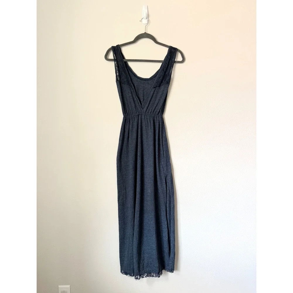 Abercrombie & Fitch Blue Lace Trim Sleeveless Maxi Dress Womens XS V-Back Jersey